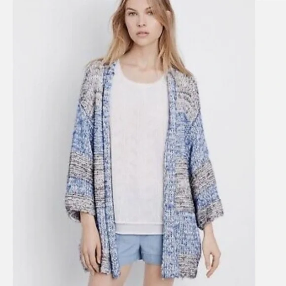 Vince chunky knit open front cardigan Size M/L blue and gray - Picture 2 of 13
